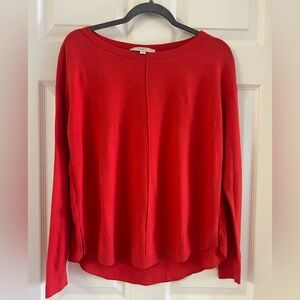 LOFT lightweight mixed media sweater. Long sleeve. Deep coral. EUC! Size Medium